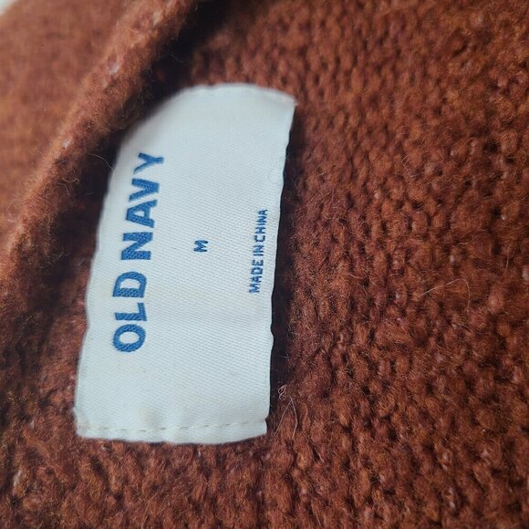 Old Navy Fuzzy Knit Caramel Brown Open Front Chunky Cardigan Long Sweater - Picture 8 of 9
